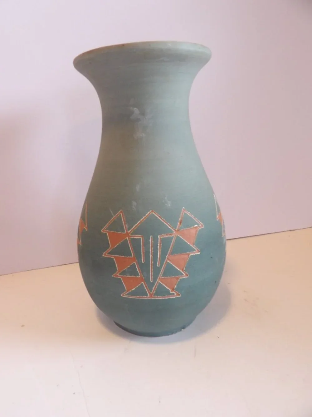 + Sioux Native American Red Clay Etched Art Pottery Vase SPRCSO Signed Garnett